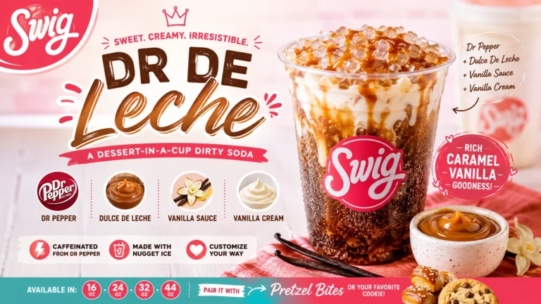 swig Dr De Leche featuring a colorful sign and customization options