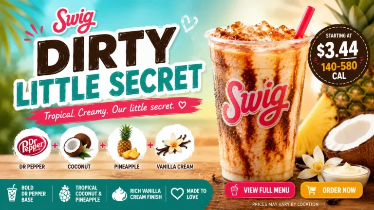 A refreshing tropical beverage adorned with fruit, representing a fun and indulgent secret pleasure.