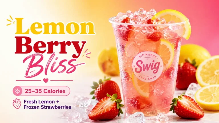 A refreshing drink featuring strawberries floating in a glass of lemonade.