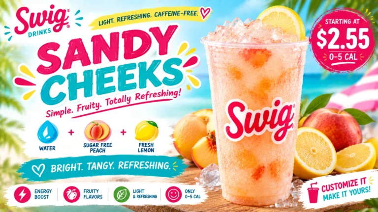 Swiggy introduces Sandy Cheeks, a refreshing summer drink, featuring vibrant packaging and a tropical theme.